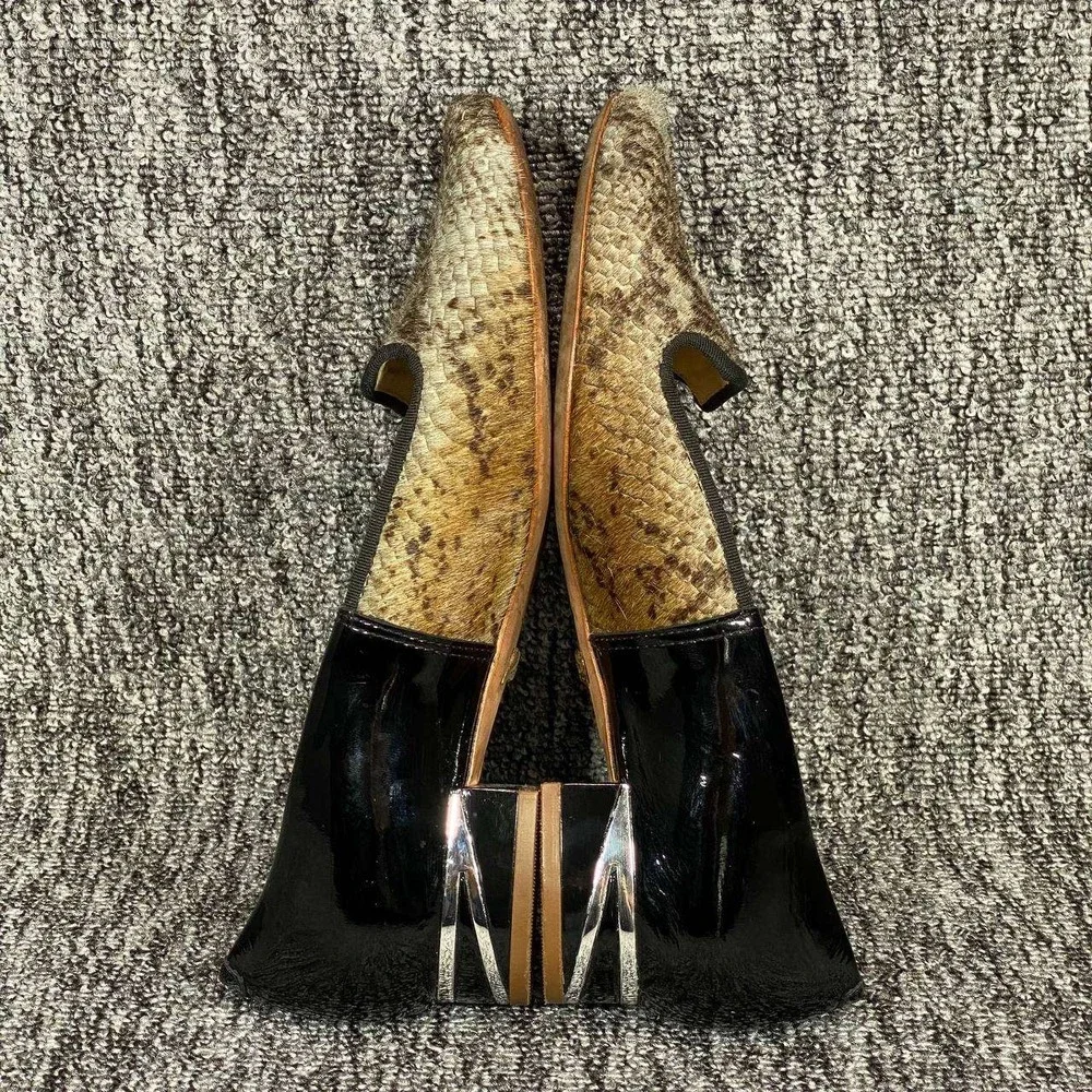 Diane von Furstenberg Kasia Loafer Pumps Womens 6W Brown Python Calf Hair Patent